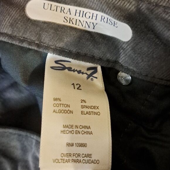 Seven7 Gray Ultra High Rise Skinny corduroy pants size 12 - Picture 4 of 6